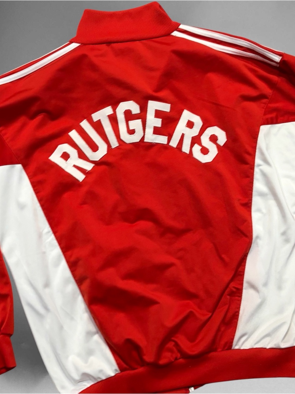 Vintage red and white Adidas Rutgers track jacket